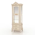 Elegant European Style Wine Cabinet With Carved Details Glass Doors And Drawers
