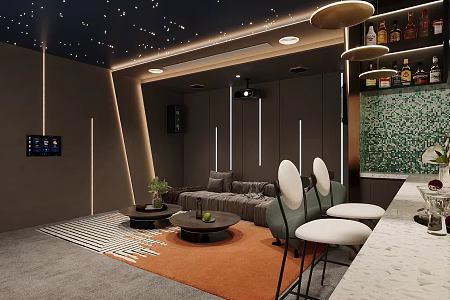 Modern AV Room Multifunctional Entertainment Room Bar Stool 3d model