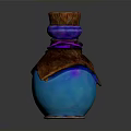 Household Decorative Bottle With Blue Body Brown Textured Wrap Purple Layered Neck And Wooden Cap