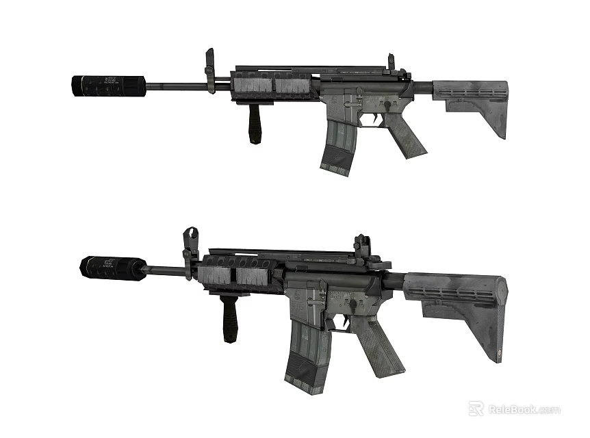 Modern Tactical Assault Rifles With Black Gray Finish And Tactical Components 3d model 