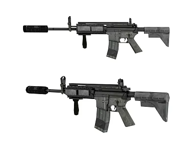 Modern Tactical Assault Rifles With Black Gray Finish And Tactical Components 3d model