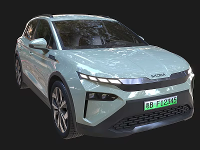 Smart Light Green Electric SUV With Sleek Modern Front Lighting Design 3d model