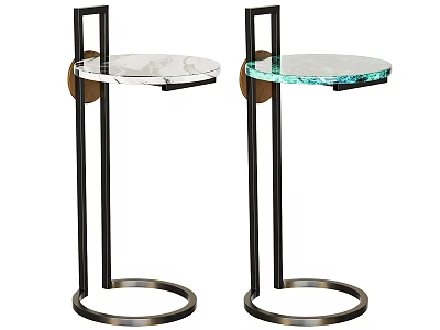 Modern Minimalist Side Table With Metal Frame And Glass Top Circular Base 3d model
