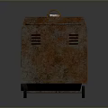 Old Rusty Yellow Household Generator With Control Panel And Rolling Wheels 3d model