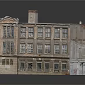 Vintage Red Brick Multi Story Building Model With Weathered Exterior And Windows