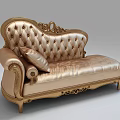 Ornate Carved Golden Frame Luxury European Chaise Lounge With Soft Upholstered Seats