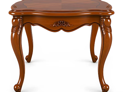 Traditional Wooden Dining Table With Oval Top And Carved Curved Legs 3d model