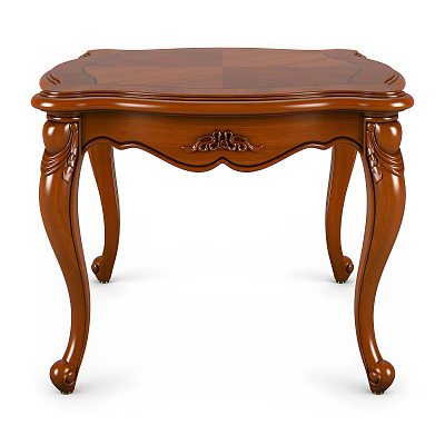 Traditional Wooden Dining Table With Oval Top And Carved Curved Legs 3d model