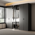 Modern minimalist black and white gray wardrobe door-closing wardrobe finished wardrobe 3d model