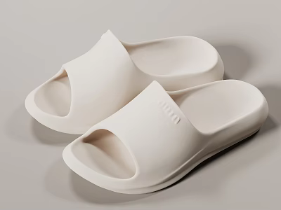 White Slippers With Modern Minimalist Design And Soft Material For Comfortable Home Wear 3d model