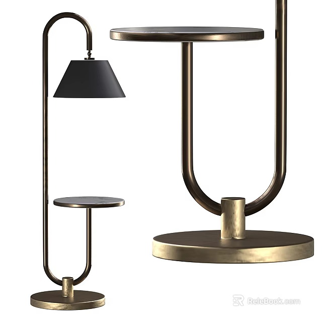 Modern Brass Wall Sconce With Sleek Lines Black Shade And Circular Base Design 3d model 