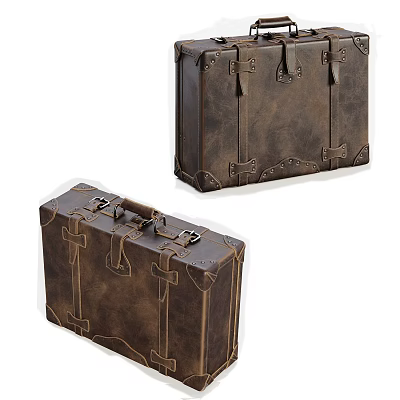 Vintage Leather Suitcases With Classic Design Metal Buckles And Straps 3d model Vintage Leather Suitcases With Classic Design Metal Buckles And Straps 3d model