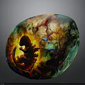 Fantasy Dragon Egg With Baby Dragon Inside Luminous Glow And Colorful Veined Surface