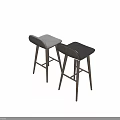 Modern Bar Stools With Wooden Legs And Black Gray Seats Design