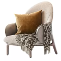 Cozy Light Gray Leisure Chair With Yellow Cushion And Leopard Print Blanket Wooden Legs