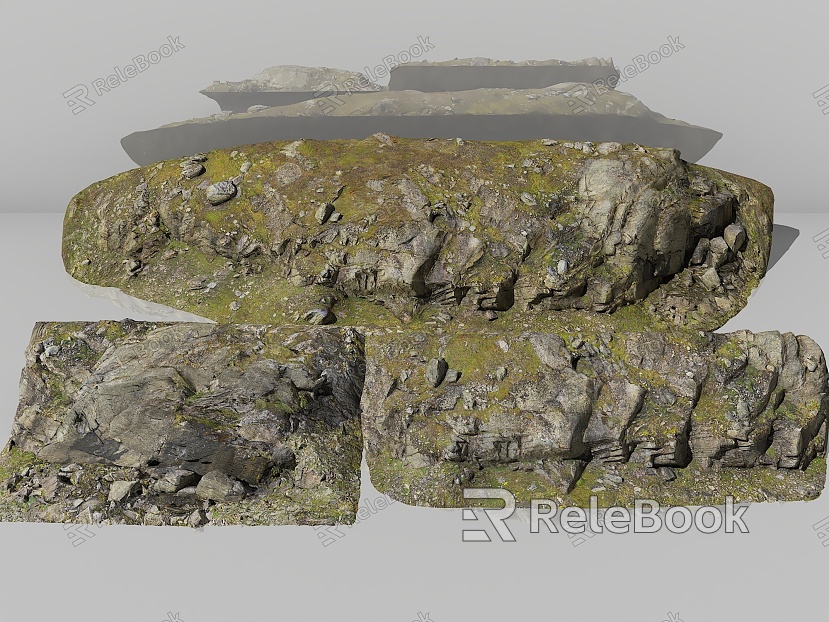 Stone Rock Boulder Stone Cliff Gobi Desert Ground Stone Ground Moss Stone Forest Ground Primeval Forest Pavement Stone Pile model