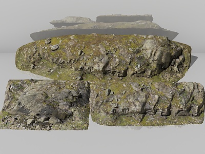 Stone Rock Boulder Stone Cliff Gobi Desert Ground Stone Ground Moss Stone Forest Ground Primeval Forest Pavement Stone Pile 3d model