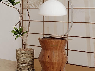 Table lamp table lamp side a few green plants model