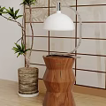 Table lamp table lamp side a few green plants 3d model