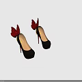 Black High Heels With Crocodile Texture Butterfly Wing Decorations Red Heels And Purple Background