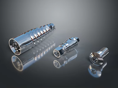 Silver Metal Lighting Set With Downlight Spotlight Components Smooth Surface Dark Background And Reflections 3d model