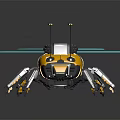Yellow Black Mechanical Insect With Blue Wings And Robotic Legs