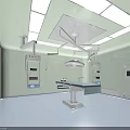 Modern Operating Room Interior With Surgical Table Operating Lights And Medical Equipment