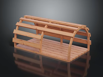 Sturdy Wooden Shelf Equipment with Open Design and Multiple Layers for Storage 3d model