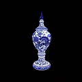 Blue And White Traditional Ceramic Vase With Dragon Patterns And Spire Design