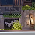 Garden Landscape Design With Lush Green Plants Stone Paths And Outdoor Seating Area