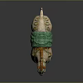 Traditional Ceramic Horse Statue With Green Saddle Orange Mane And Square Base