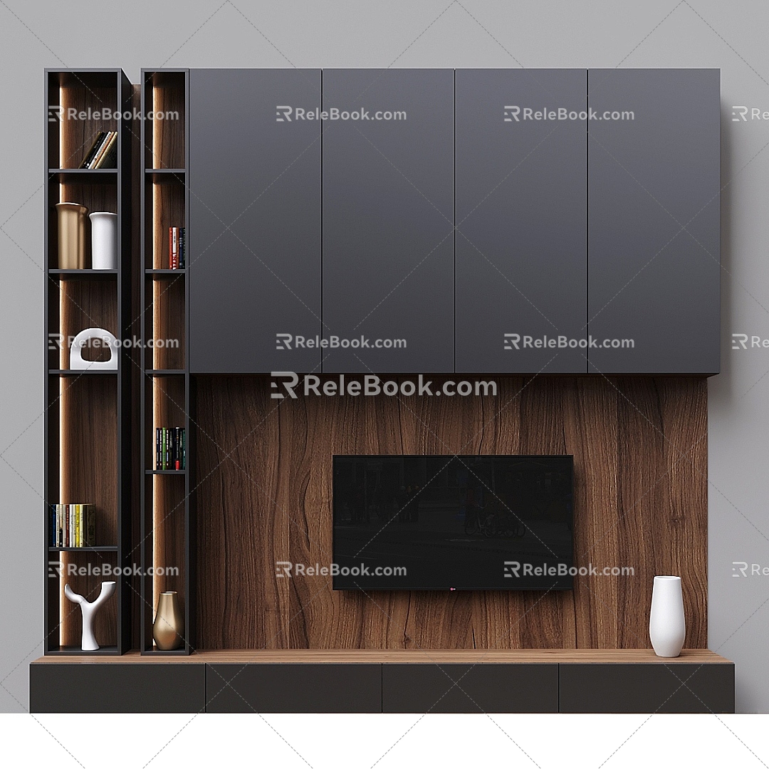 Modern TV background wall 3d model