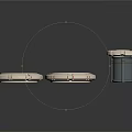 Industrial Metal Ring Components Two Flat Placed And One Upright With Black Base