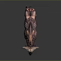 Large Brown Buffalo With Shaggy Fur And Curved Horns Standing On Dark Surface