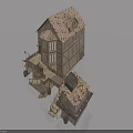 Vintage Stone House Exterior Featuring Wooden Hinged Door And Weathered Roof Structure