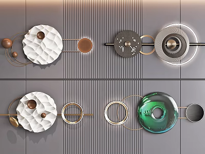 Modern Artistic Wall Hanging Decor With Various Shapes And Colors 3d model