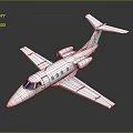 White Small Private Jet Showcasing Streamlined Design And Visible Windows On Dark Background 3d model