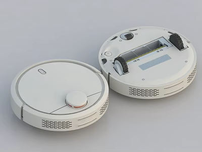 White Robot Vacuum Cleaners With Modern Design And Efficient Cleaning 3d model