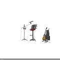 Musical Instruments and Art Supplies With Electric Guitars Microphone Easel And Amplifier