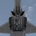 Advanced Modern Stealth Fighter Jet Flying High in Clouds With Visible Cockpit and Gray Body