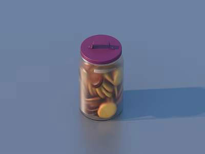 Transparent Glass Jar With Purple Lid For Storing Round Biscuits Daily Life Supplies 3d model