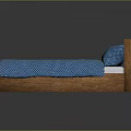 Wooden Bed Furniture With Blue Polka Dot Bedspread And Matching Blue Pillows