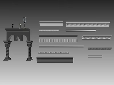 Ornamental Molding Lines In Various Designs For Interior And Exterior Architectural Decoration 3d model