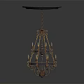 Classic Chandelier With Candle Shaped Lights Ornate Metal Frame And Top Circular Tray