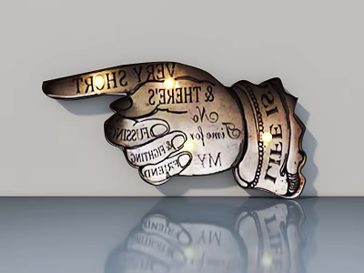 Swing Door Featuring Metal Hand Shaped Decoration With Inscribed Words On Sleek Surface 3d model
