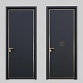 Modern Black Hinged Doors With Golden Frames Handles And Chinese Pattern 3d model