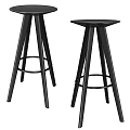 Modern Black Bar Stools With Three Legs And Footrest Design 3d model