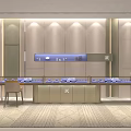 Jewelry Store Modern Interior with Stylish Display Counters Soft Lighting and Fresh Flower Arrangement