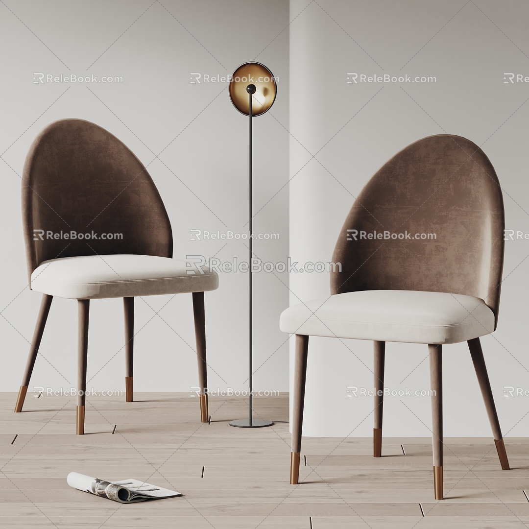 CASSINA modern dining chair single chair fabric leisure chair 3d model