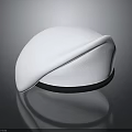 Classic White Hat With Round Dome Shape Black Brim On Dark Background With Reflection